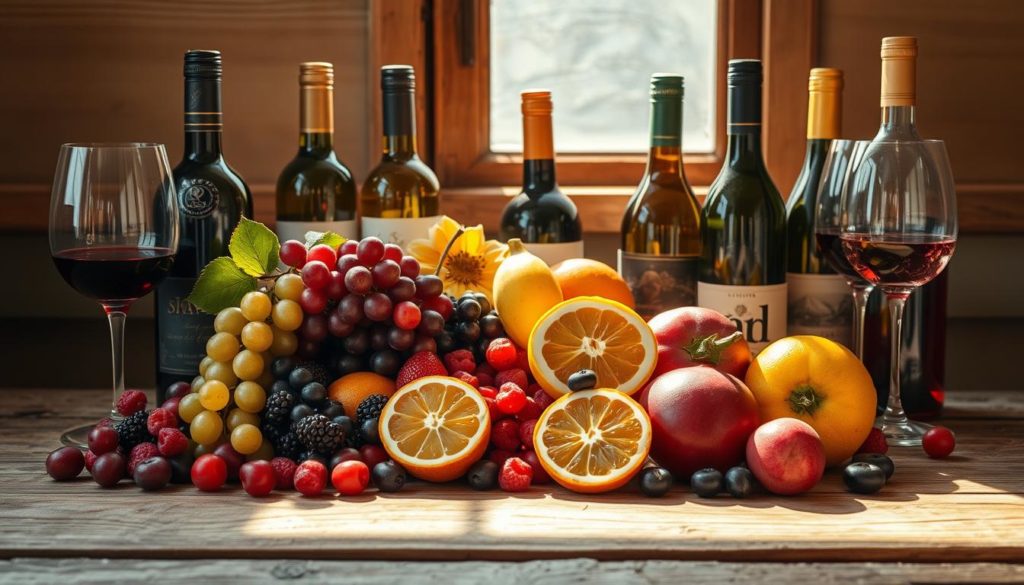 Wein und Früchte
