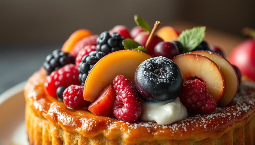 Weinbrot-Pudding mit Früchten